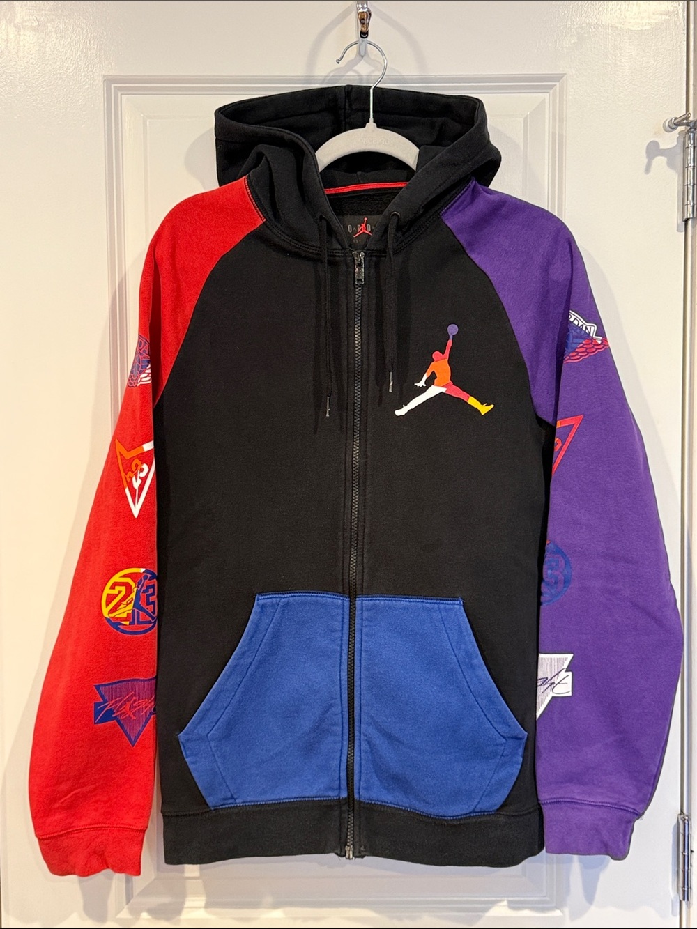 Jordan Colorblock Zip Hoodie Jacket - Black/Red/Blue/Purple